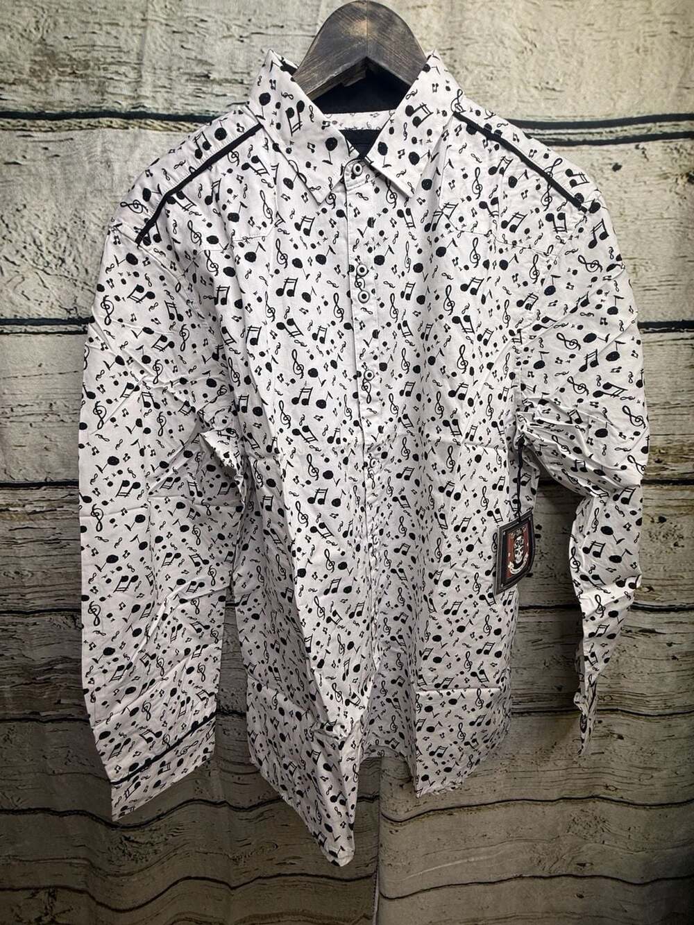 Rock Roll N Soul XL Men's Button Up Music Note Shirt NWT